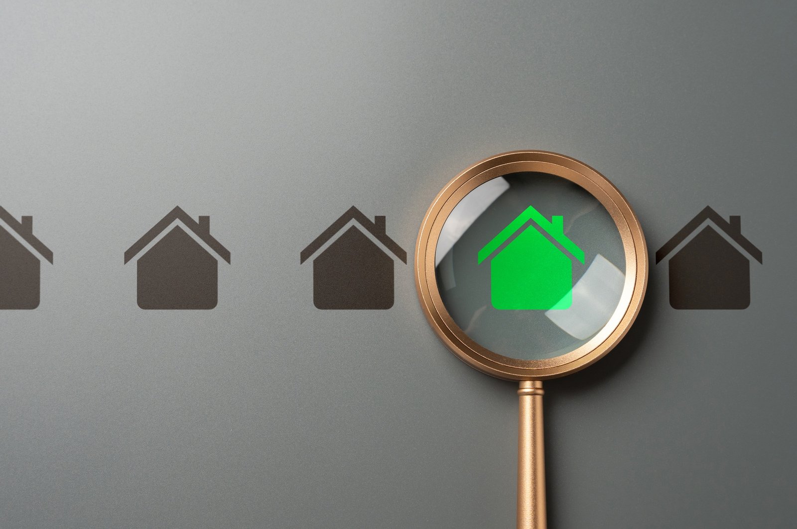 Magnifying glass and green house. High energy efficiency.